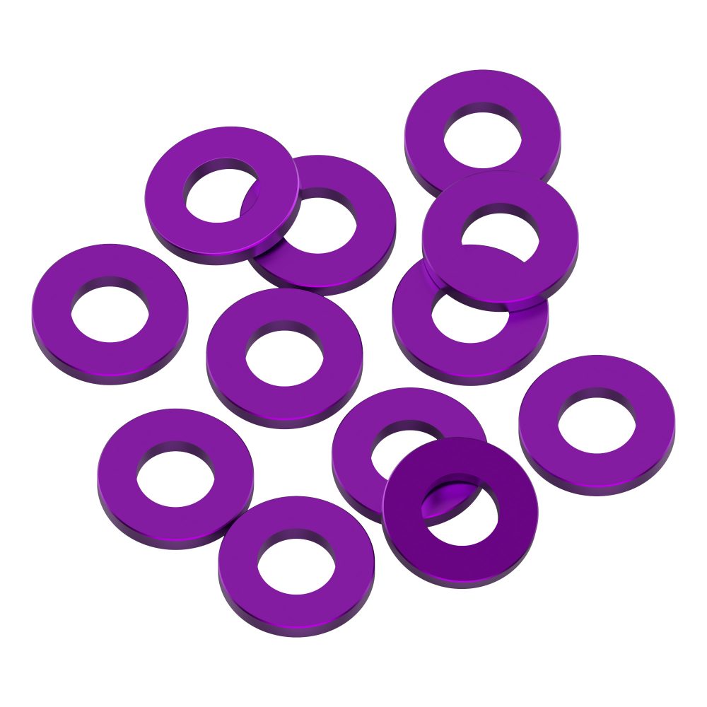 3x6x0.75mm Precision aluminium Shims - Purple - 12pcs