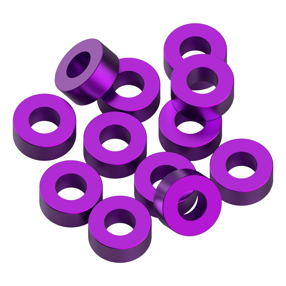 3x6x3mm Precision aluminium Shims - Purple - 12pcs