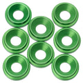 Premium LowPro 7075 alloy M3 Countersunk Washers - Green - 8pcs