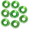 Premium LowPro 7075 alloy M3 Countersunk Washers - Green Shine - 8pcs