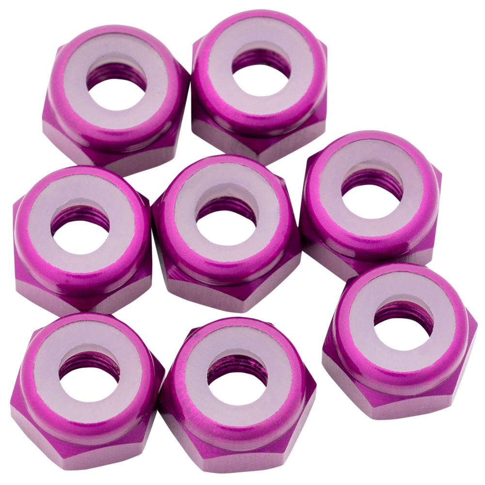 1Up 7075 M3 aluminium locknuts - Purple - 8pcs