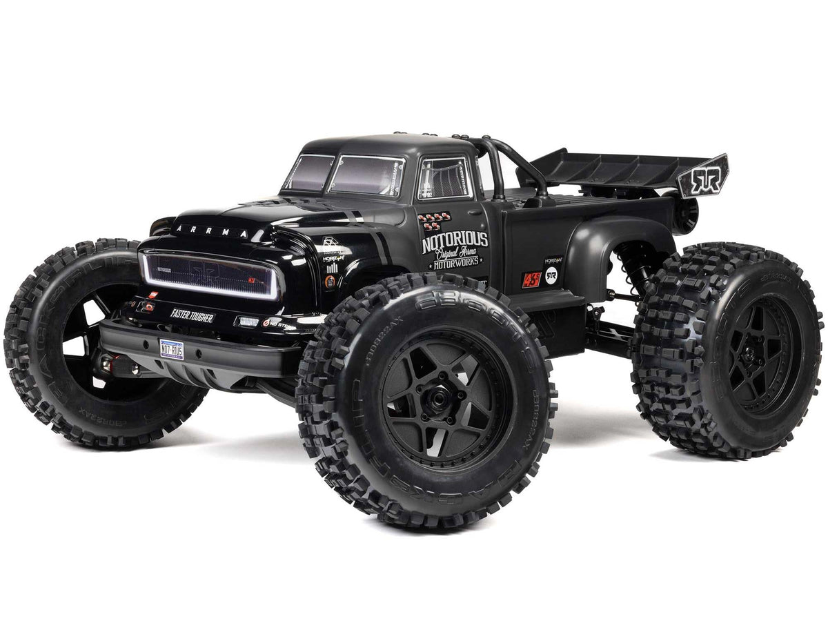 ARRMA 1/8 NOTORIOUS 6S V6 4X4 BLX Stunt Truck RTR Black - ARA8611V6T1
