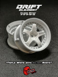 DS Racing Drift Element 5 Spoke (Triple White w/Silver Rivets) (2) DE-003