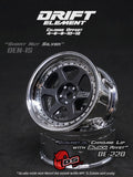 DS Racing Drift Element II 6 Spoke Rim 2 pcs Gunmetal Chrome Lip with Black Rivets - DE-220