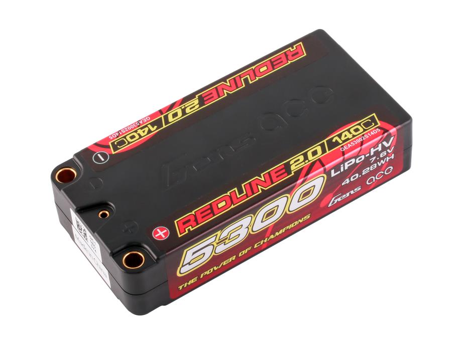 Gens Ace Redline Li-Po HV Car Hard Case 2S2P 7.6V 5300mAh 140C RL2 Short 5mm - O-GC2H5300S-140G5
