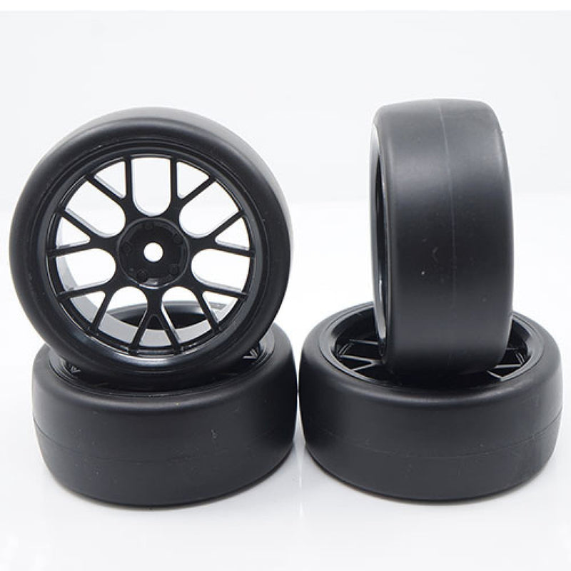 Yeah Racing Spec D CS Wheel Offset +3 Black w/Tire 4pcs - WL-0100