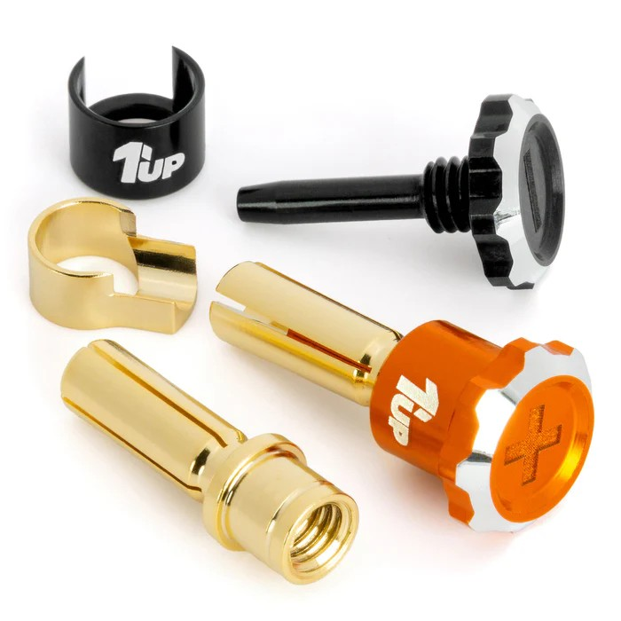 1Up Lockdown adjustable bullet plugs – 4mm – orange/black (pr) 1U-190446