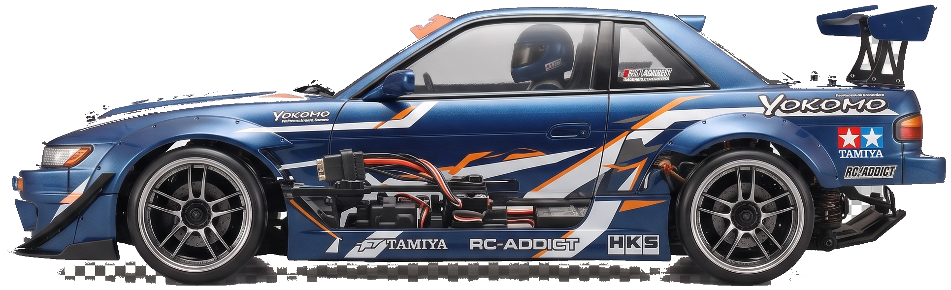 RC drift car, side view