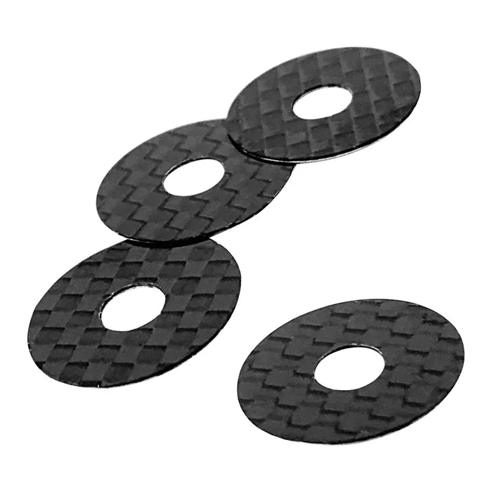 1up Racing Carbon Fibre Body Washers 3M Adhesive Backed - 5mm post (4 pcs) 1U-10402