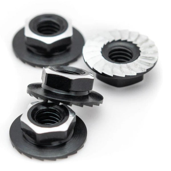 1Up Racing - Lockdown 7075 aluminium M4 flanged and serrated  wheel nuts - Black (4)