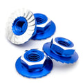 1Up Racing - Lockdown 7075 aluminium M4 flanged and serrated  wheel nuts - Dark Blue (4)