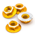 1Up Racing - Lockdown 7075 aluminium M4 flanged and serrated  wheel nuts - Gold (4)