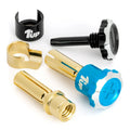1Up Lockdown adjustable bullet plugs - 4mm - brite blue/black (pr)