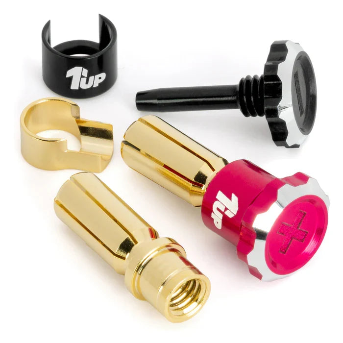 1Up Lockdown adjustable bullet plugs - 5mm - hot pink/black (pr)