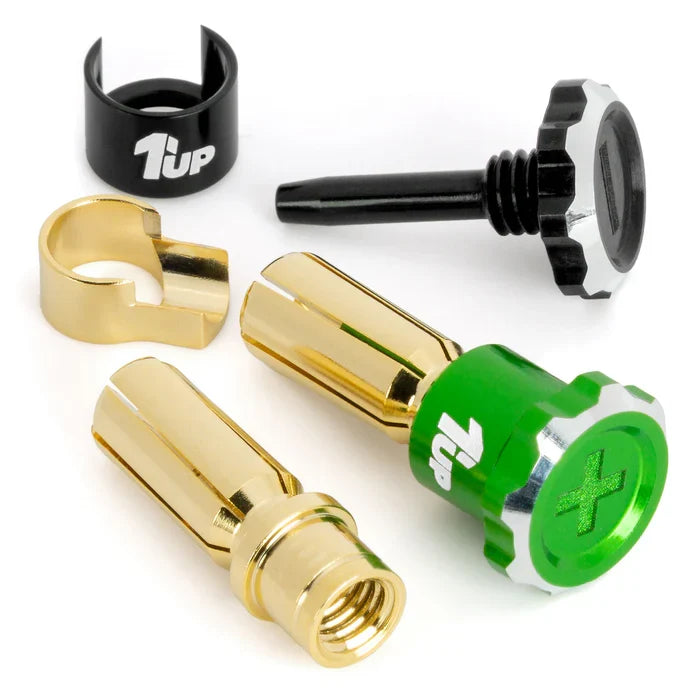 1Up Lockdown adjustable bullet plugs - 5mm - green/black (pr)