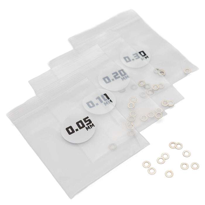 1Up Microtune Shims - 2.5mm ID (0.05, 0.1, 0.2, 0.3 - 10 pcs each)