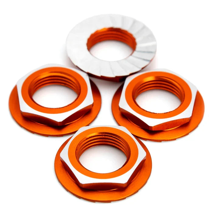 1Up Lockdown 7075 17mm aluminium serrated wheel nuts - Orange (4 pcs)