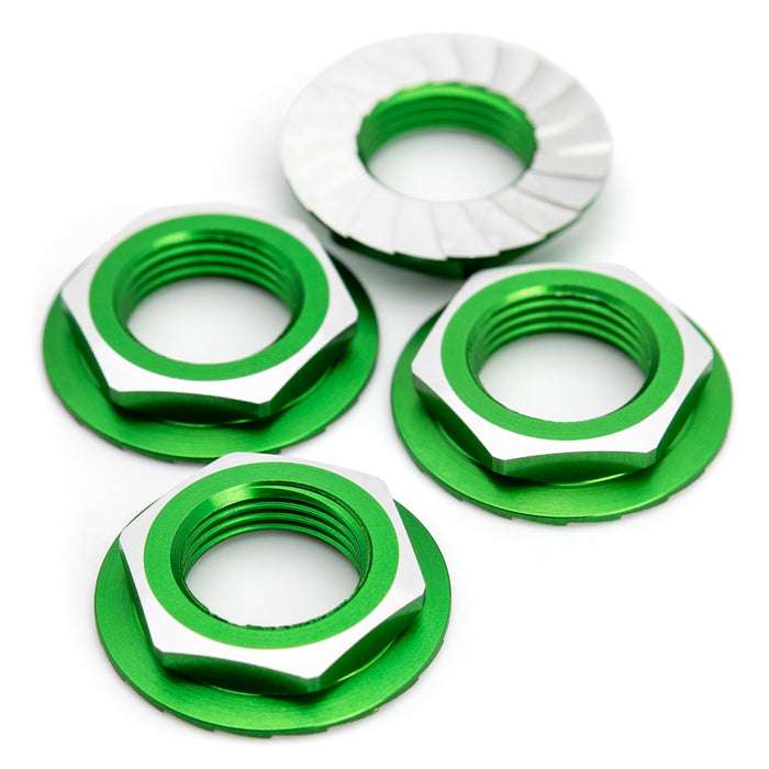 1Up Lockdown 7075 17mm aluminium serrated wheel nuts - Green (4 pcs)