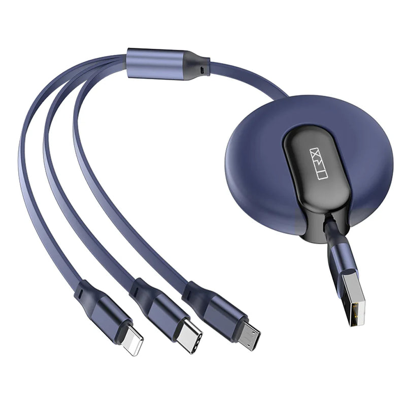 TRX 3 in 1 USB Stretchable Cable BLUE