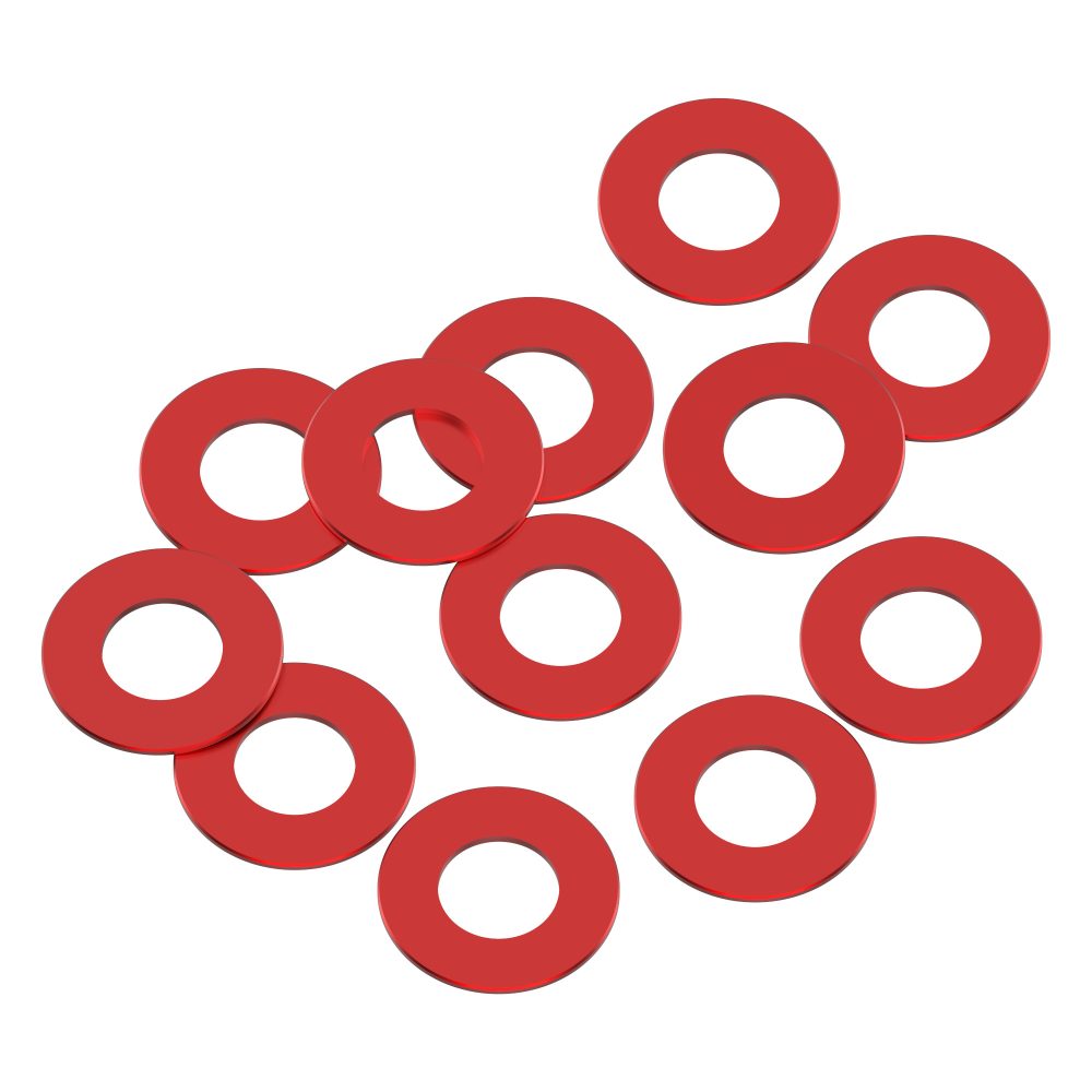 3x6x0.25mm Precision aluminium Shims - Red - 12pcs