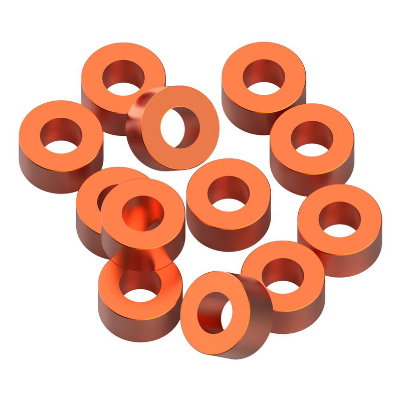 3x6x2.5mm Precision aluminium Shims - Orange - 12pcs