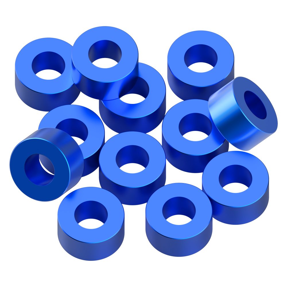 3x6x2.5mm Precision aluminium Shims - Blue - 12pcs