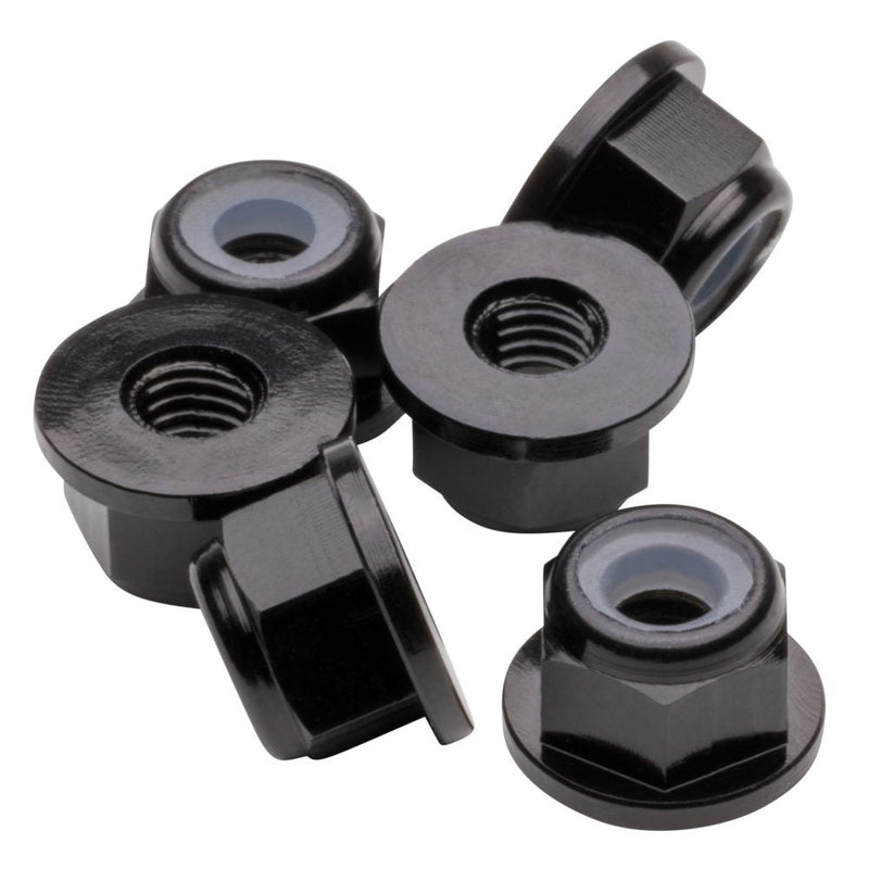 M3 Flanged Premium aluminium Locknuts - Black - 6pcs