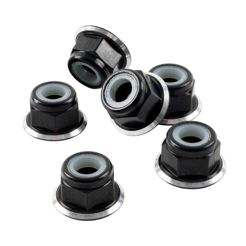 M4 Flanged Premium aluminium Locknuts - Black & Bling- 6pcs
