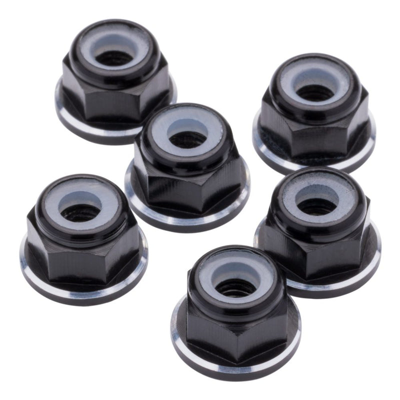 M3 Flanged Premium aluminium Locknuts - Black & Bling - 6pcs