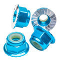 M4 Flanged & Serrated aluminium Locknuts - Bright Blue - 4pcs