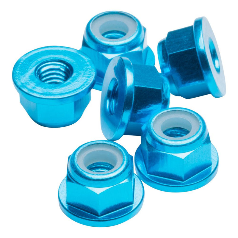 M3 Flanged aluminium Locknuts - Bright Blue - 6pcs