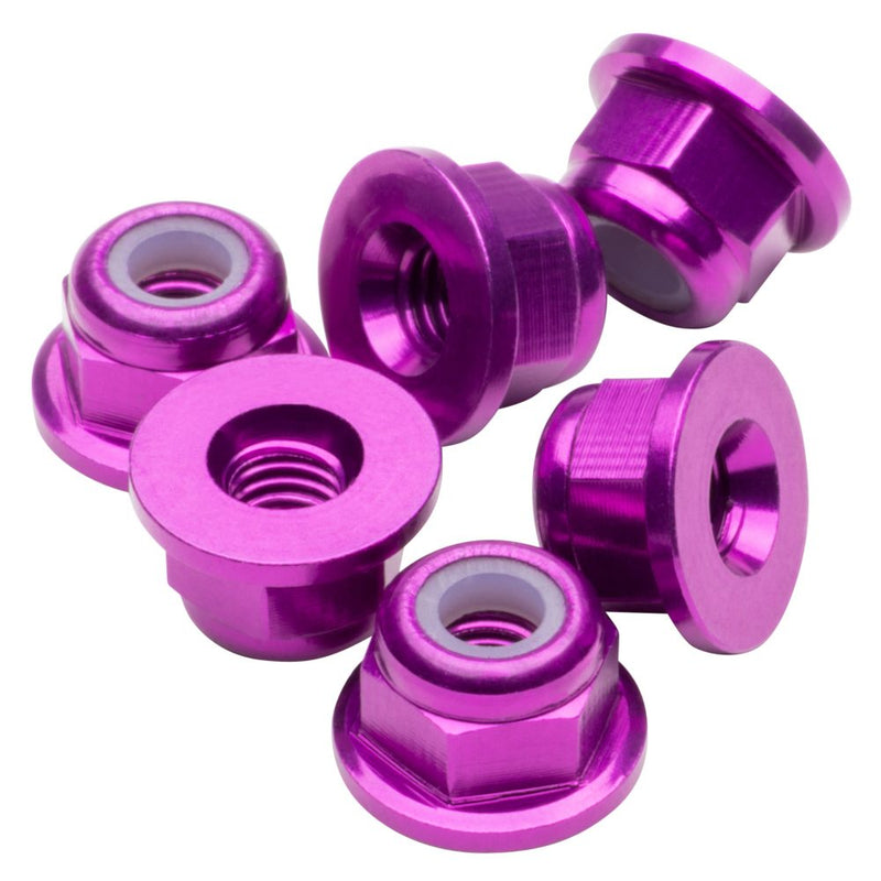 M3 Flanged aluminium Locknuts - Purple - 6pcs