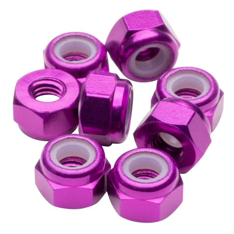 M3 aluminium Locknuts - Purple - 8pcs