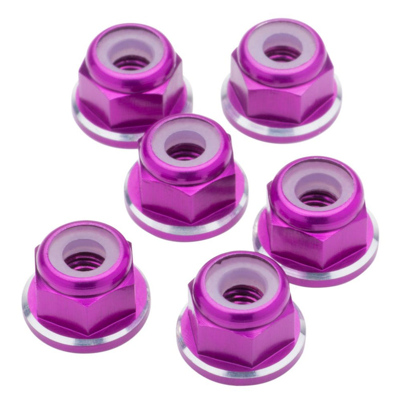 M3 Flanged aluminium Locknuts - Purple Shine - 6pcs