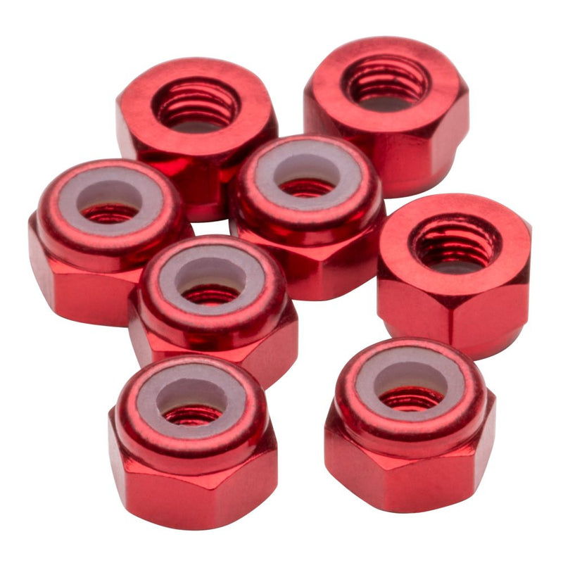 M3 aluminium Locknuts - Red - 8pcs