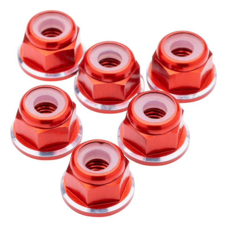 M3 Flanged aluminium Locknuts - Red Shine - 6pcs