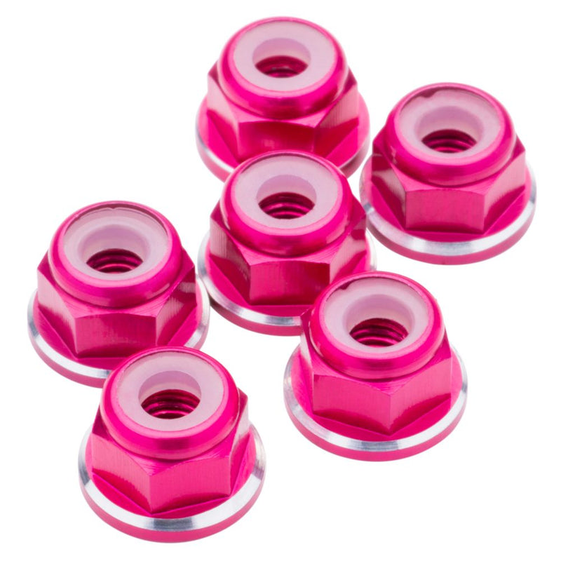 M3 Flanged aluminium Locknuts - Pink Shine - 6pcs