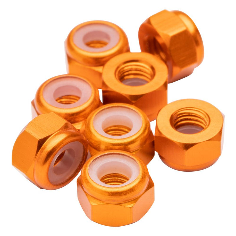 M3 aluminium Locknuts - Orange - 8pcs