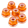 1Up 7075 M3 aluminium flanged locknuts - Orange - 8pcs