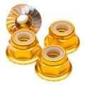 M4 Flanged & Serrated aluminium Locknuts - Gold - 4pcs