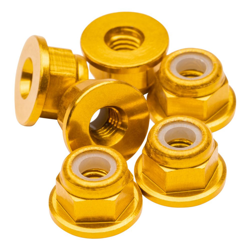 M3 Flanged aluminium Locknuts - Gold - 6pcs