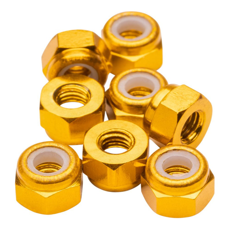 M3 aluminium Locknuts - Gold - 8pcs