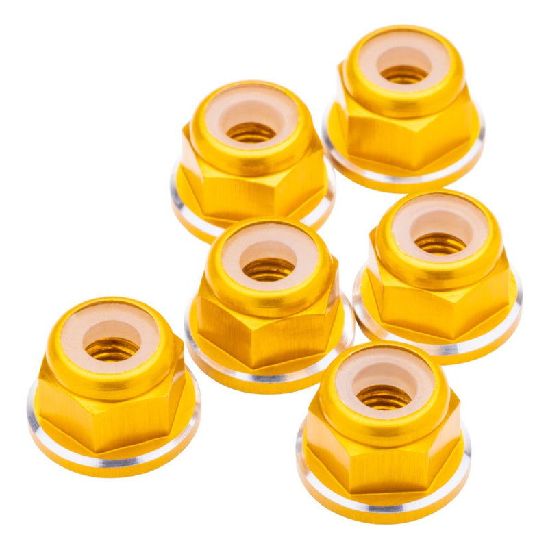 M3 Flanged aluminium Locknuts - Gold Shine - 6pcs
