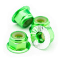 M4 Flanged & Serrated aluminium Locknuts - Green - 4pcs