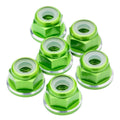 M3 Flanged aluminium Locknuts -  Green Shine - 6pcs