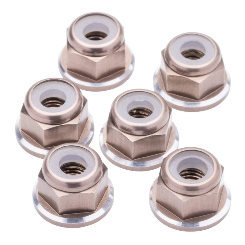 M3 Flanged aluminium Locknuts - Gun Metal Shine - 6pcs