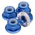 M4 Flanged & Serrated aluminium Locknuts - Dark Blue- 4pcs