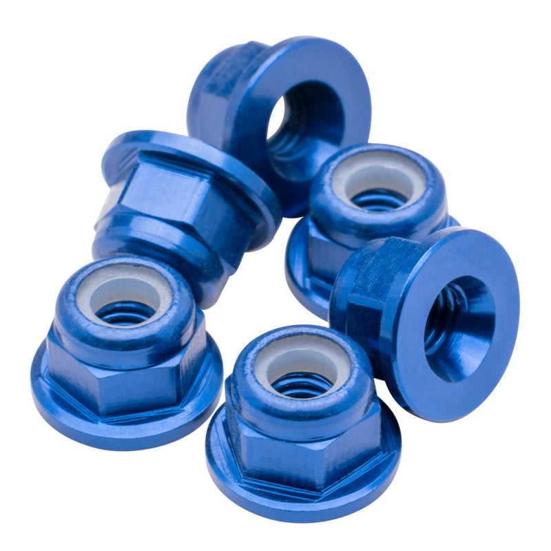 M3 Flanged aluminium Locknuts - Dark Blue - 6pcs