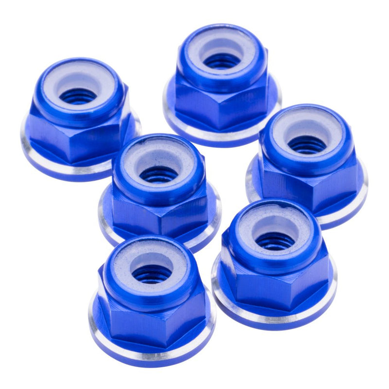 M3 Flanged aluminium Locknuts - Dark Blue Shine - 6pcs