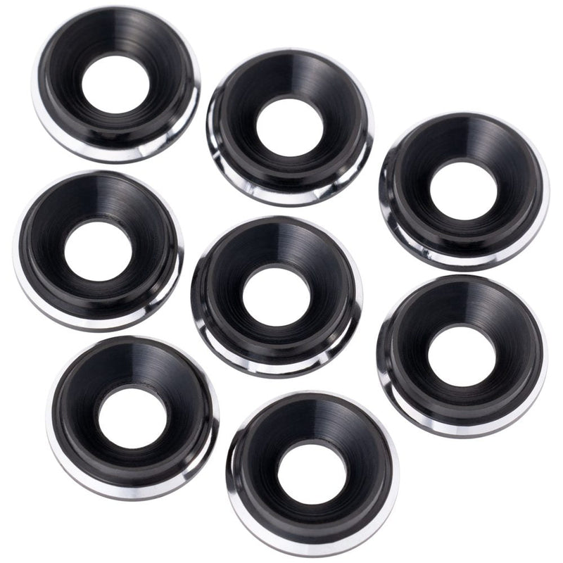 Premium LowPro 7075 alloy M3 Countersunk Washers - Black Shine - 8pcs